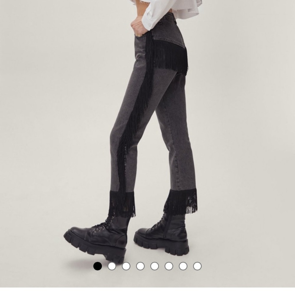 Nasty gal black fringe jeans